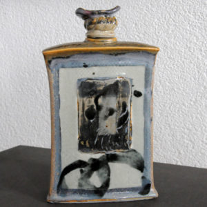 Flacon porcelaine blanc/bleu