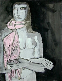Femme à l'oiseau