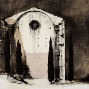 Abbaye et cyprès