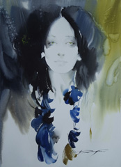 Portrait au collier de plumes