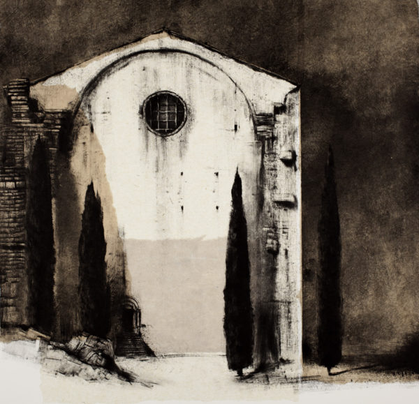Abbaye et cyprès
