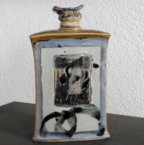 Flacon porcelaine blanc/bleu