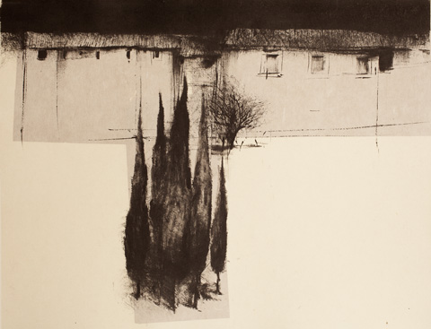 Façade et cyprès