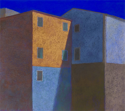 Façade jaune-bleu