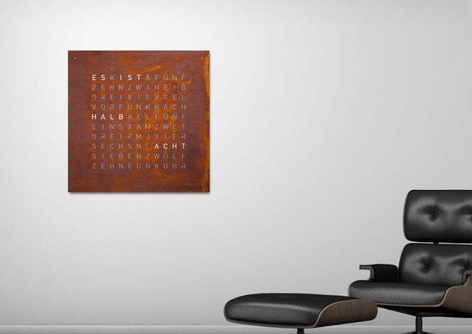 Qlocktwo Earth 90 – Creator&rsquo;s Edition – face Rust