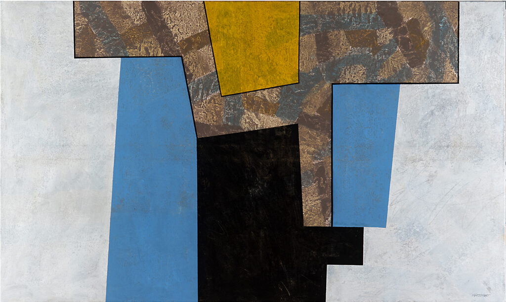At0721- Composition jaune, noir et bleu