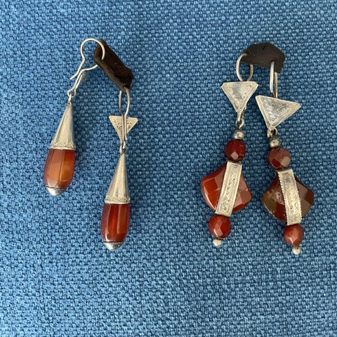 Boucles d&rsquo;oreilles cornaline orange et argent